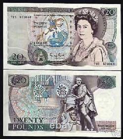 Great Britain 20 Pounds P-380 1988 Queen Shakespeare Unc Rare Money Bill Note
