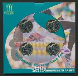 Great Britain 2002 Commonwealth Games £2 4-Coin Brilliant UNC Mint Set, RARE