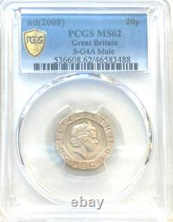 Great Britain 2008 Undated 20 Pence Rare Mule Gem Unc Ms62 Pcgs, U Pick 1