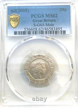 Great Britain 2008 Undated 20 Pence Rare Mule Gem Unc Ms62 Pcgs, U Pick 1