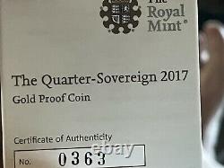Great Britain 2017 GOLD 1/4 Sovereign Pistrucci Design RARE