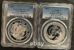 Great Britain 2018 2 Pd Britannia / Rare Two Coin Set / PCGS PR69 / PR69DCAM