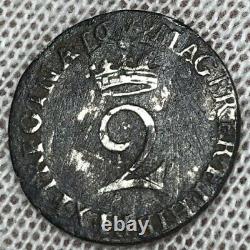 Great Britain 2P Pence 1689 silver William Mary Maundy Rare coin