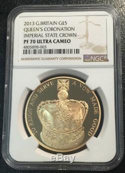 Great Britain £5 Gold NGC PF70UC Crown POP 4/0 Top grade Very Rare