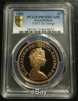 Great Britain 5 Pounds 1982 Gold PCGS PR70DCAM Top grade Very Rare