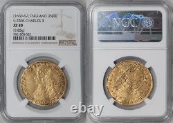 Great Britain Charles II (1660-1662) Gold Unite of 20 Shillings NGC XF-40 RARE