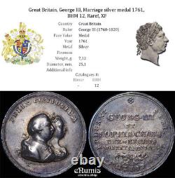 Great Britain, George III, Marriage silver medal 1761, BHM 12, Rare! , XF