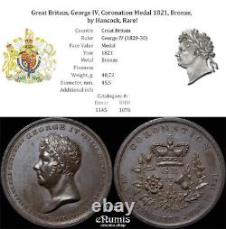 Great Britain, George IV, Coronation Medal 1821, Bronze, by Hancock, Rare