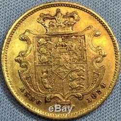 Great Britain Gold 1/2 Sovereign William IIII 1834 RARE BANK COUNTERMARK, AU