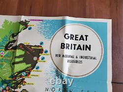 Great Britain Her Natural And Industrial Resources RARE Vintage Map from 1942