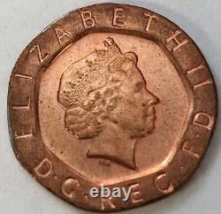 Great Britain. Rare Error. 2000. 20 Pence. In Copper. Unc