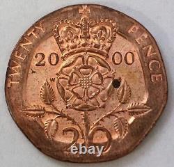 Great Britain. Rare Error. 2000. 20 Pence. In Copper. Unc