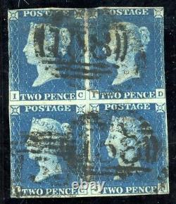 Great Britain Sc# 2 Very Rare Block Of 4 Used Pl 1 158 Cancel Rare Ak 8/29/24