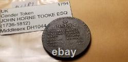 Great Britain UK 1794 John Horne Tooke Esq Middlesex Extremely Rare Token Id11