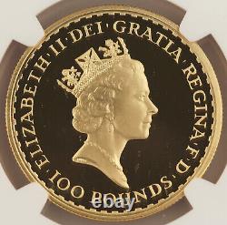 Great Britain UK 1990 BRITANNIA 1 Oz Gold £100 Pound Proof Coin NGC PF70 UC RARE