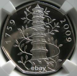 Great Britain UK 50 Pence 2009 Silver Proof Coin Kew Gardens NGC PF70UC RARE