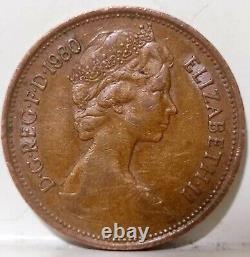 Great Britain UK England 2 New Pence Queen Elizabeth II 1980 Rare Coin Size 25MM