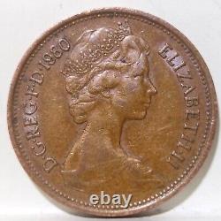 Great Britain UK England 2 New Pence Queen Elizabeth II 1980 Rare Coin Size 25MM