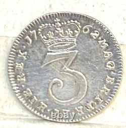 Great Britain Uk 1762/1 Threepence, Rare Overdate Error Only One Known