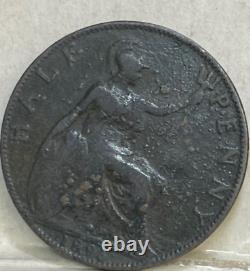 Great Britain Uk England 1896/5 Overdate Half 1/2 Penny Only One Known Rare