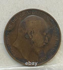 Great Britain Uk England 1907/6 Penny Rare Error Overdate Variety Die Cracks # 1