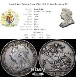 Great Britain, Victoria, Crown 1900, LXIII, 2E, Rare die pairing, XF