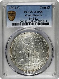 Great Britain Victoria Trade Dollar T$1 1901-C PCGS AU58, Calcutta Mint. Rare