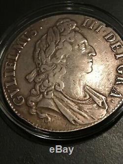 Great Britain silver William III 1695 Crown Rare AU