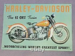 HARLEY-DAVIDSON Rare Vintage 61 OHV TWIN Bar Sign 1994 Made in Great Britain