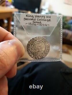 Henry VIII silver Groat (4d) mm Rose 1526-1544 NOT DEBASED, Excellent rare coin