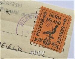 Herm Island UK Great Britain Pigeon Post Service Super Rare used 1949 on Flimsy