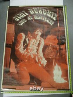 JIMI HENDRIX Live at Monterey Poster, Vintage, Rare, 53 x 38, Great Britain GC