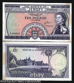 Jersey 10 Pounds P-10 1972 Queen Rare Unc Light Tone Great Britain Uk Bank Note
