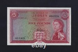 Jersey 5 Pounds 1963 P-9 AUNC RARE SIGNATURE UK Great Britain ENGLAND