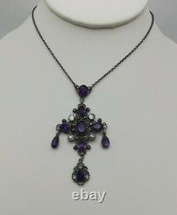 KATE EADIE c1910 RARE glorious silver, amethysts, pearl Arts & Crafts necklace