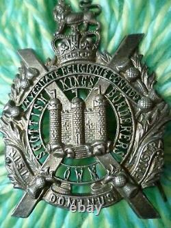 Kings Own Scottish Borderers Officer's Cap Badge QC FULLY FRETTED Org RARE