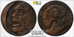 M010 Rare Great Britain 1985 Beatles John Lennon Cast Bronze Medal PCGS MS65