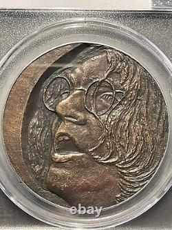 M010 Rare Great Britain 1985 Beatles John Lennon Cast Bronze Medal PCGS MS65