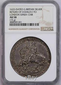Ngc-au58 1633 Great Britain Retune Of Charles I To London Silver Medal Rare