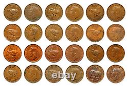 One 1 Farthing King George VI Set of 12 Great Britain Rare Coins