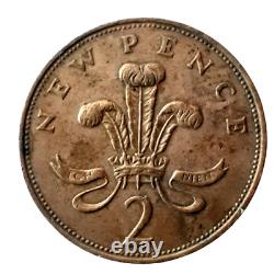 Original Rare 1971 Great Britain Bronze New Pence 2 Pence Elizabeth II Coin Old