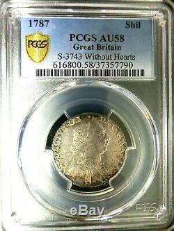 PCGS AU58 Secure-Great Britain 1787 George III Silver One Shilling RARE