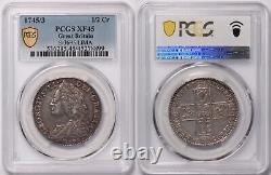 PCGS Graded XF45 Great Britain 1745/3 LIMA Halfcrown Silver Coin Rare Overdate