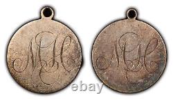 Pair of Love Tokens MH Script on Great Britain 3 Pence RARE Host Coin Y4820