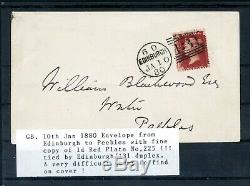 Plate 225 on 1880 Cover Glasgow to Peebles. Fine and Rare (B517)