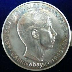 Prince Of Wales Investiture 1969 Hallmarked Piedfort Silver Medal Very Rare
