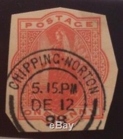 Queen Victoria 1898 GB Old Stationery Cut Red One Penny Rare Norton 04110818
