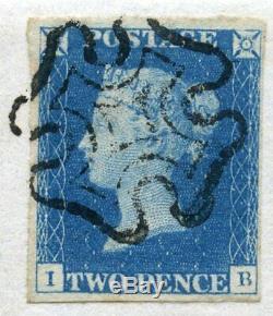 RARE 1840 2d blue on cover from Ambleside to Kendal with black distinctive MC