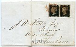 RARE 1841 cover pair 1d black pl 10 late use RED Newcastle Maltese Cross