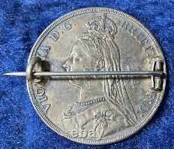 RARE 1887 Great Britain Silver Enamel Victoria Saint George Dragon Crown Brooch